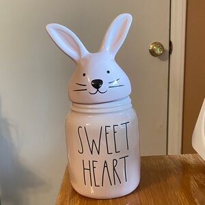 Rae Dunn Sweet Heart Bunny Jar - pale pink color.